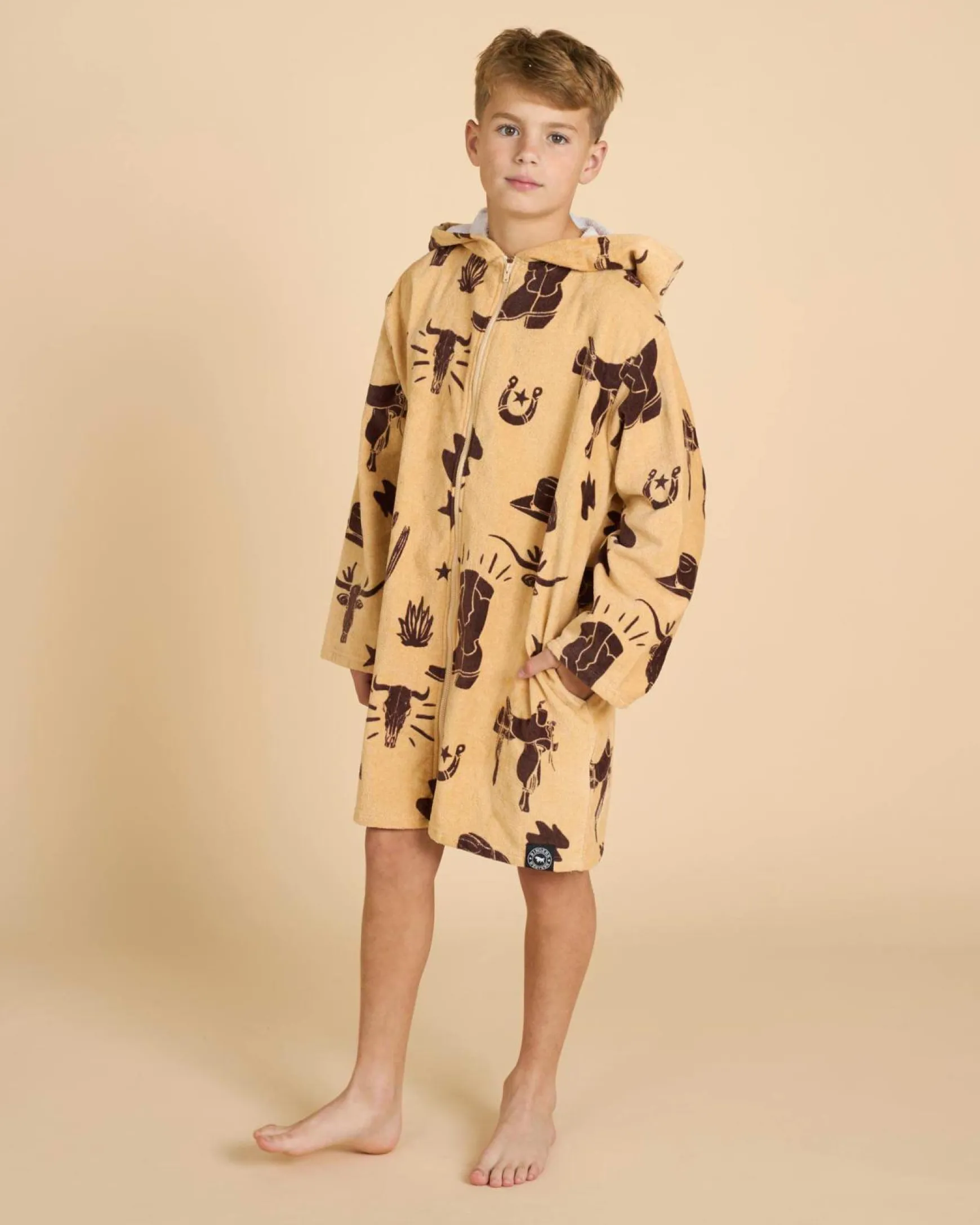 Boys' Boots Scootin Zip Thru Hooded Towel