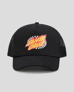 Boys' Oval Check Flame Dot Trucker Cap