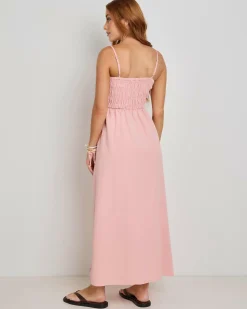 Classic Shirred Midi Dress