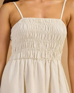 Classic Shirred Midi Dress