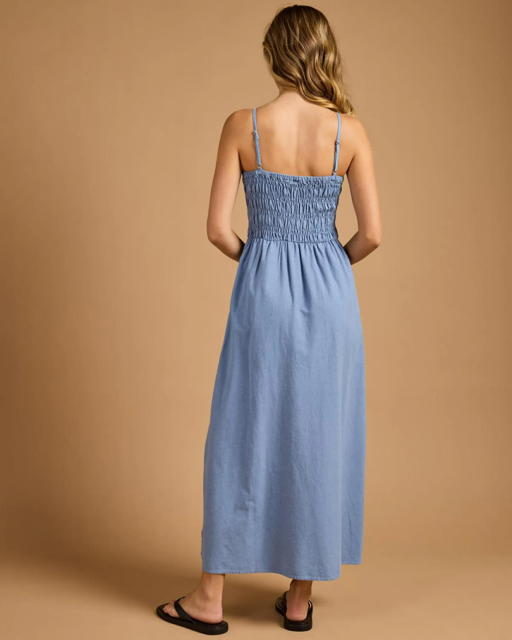 Classic Shirred Midi Dress