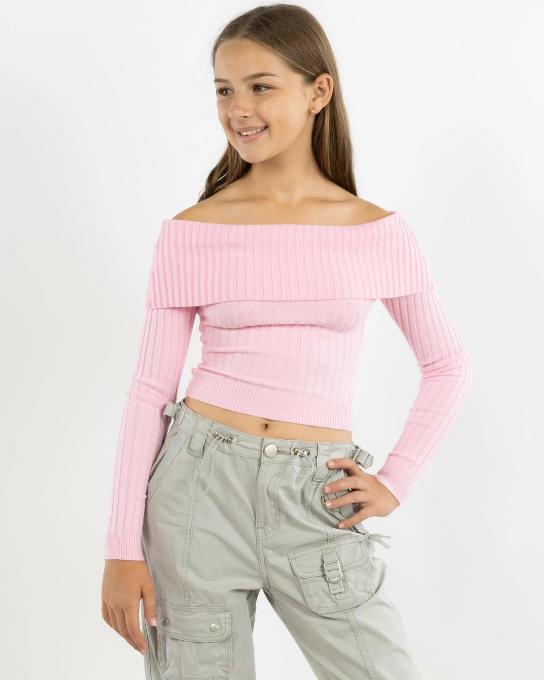 Girls' Ari Off Shoulder Knit Top