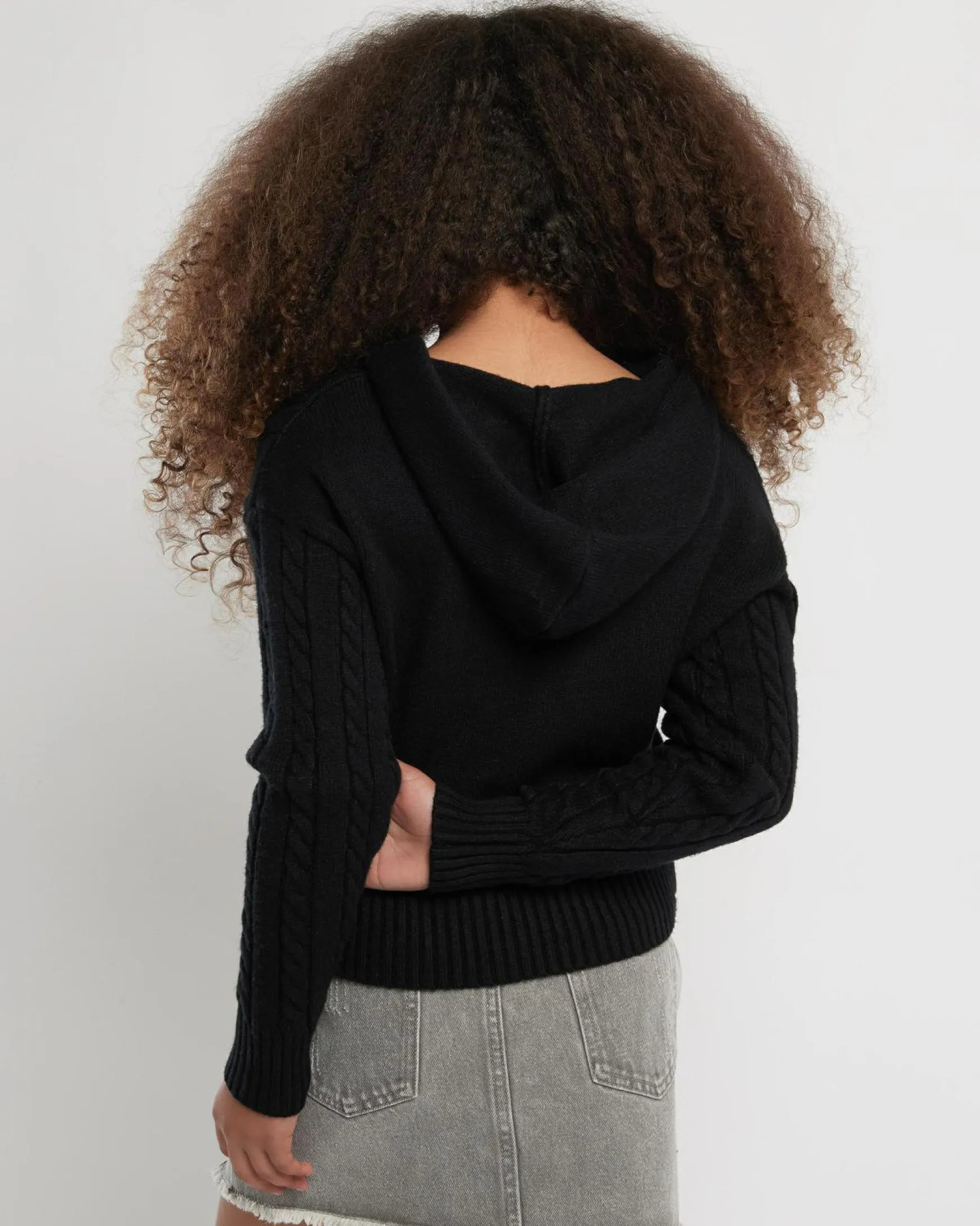 Girls' Bailee Hooded Cable Knit Jumper