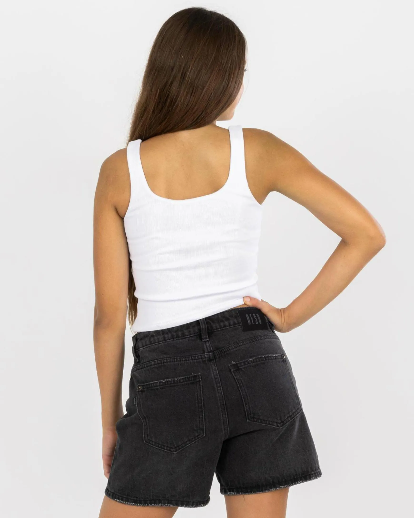 Girls' Basic Square Neck Rib Tank Top