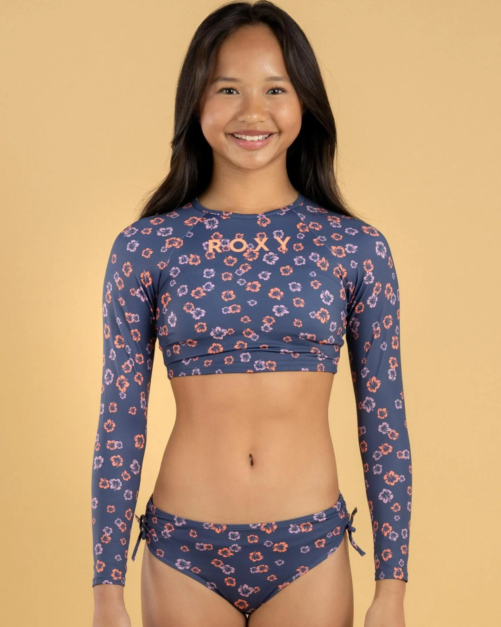 Girls' Cute Ditsy Crop Long Sleeve Rash Vest Set