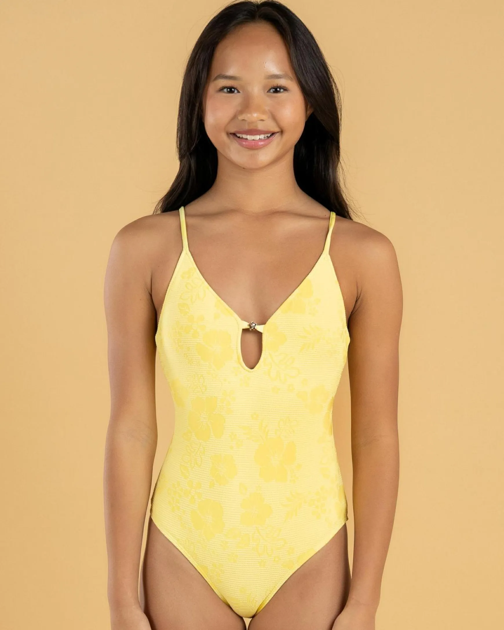Girls' Hibiscus Scrunch One Piece Swimsuit