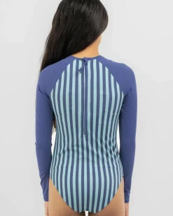 Girls' Serenity Stripe Long Sleeve Surfsuit