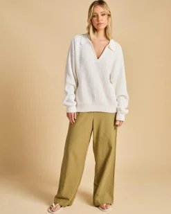 Muse V-Neck Collared Fluffy Knit Jumper