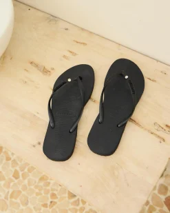 Slim Metal Logo Crystal Thongs