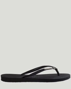 Slim Metal Logo Crystal Thongs