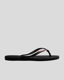 Slim Metal Logo Crystal Thongs