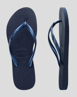 Slim Metallic Navy Thong