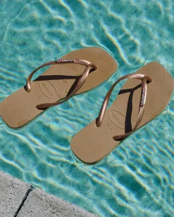 Slim Square Metal Logo Thongs