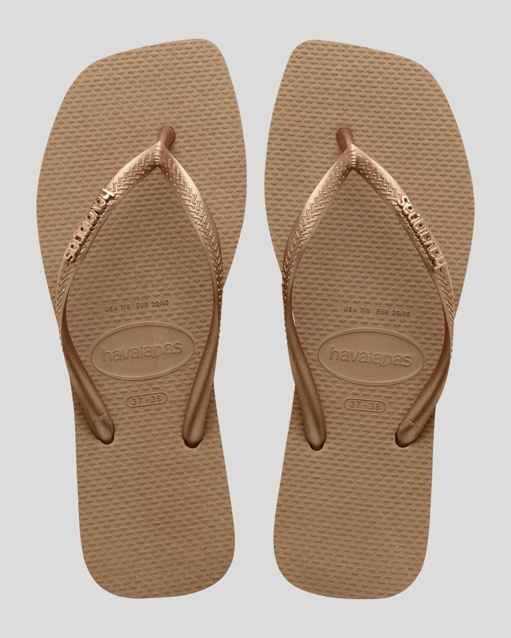 Slim Square Metal Logo Thongs
