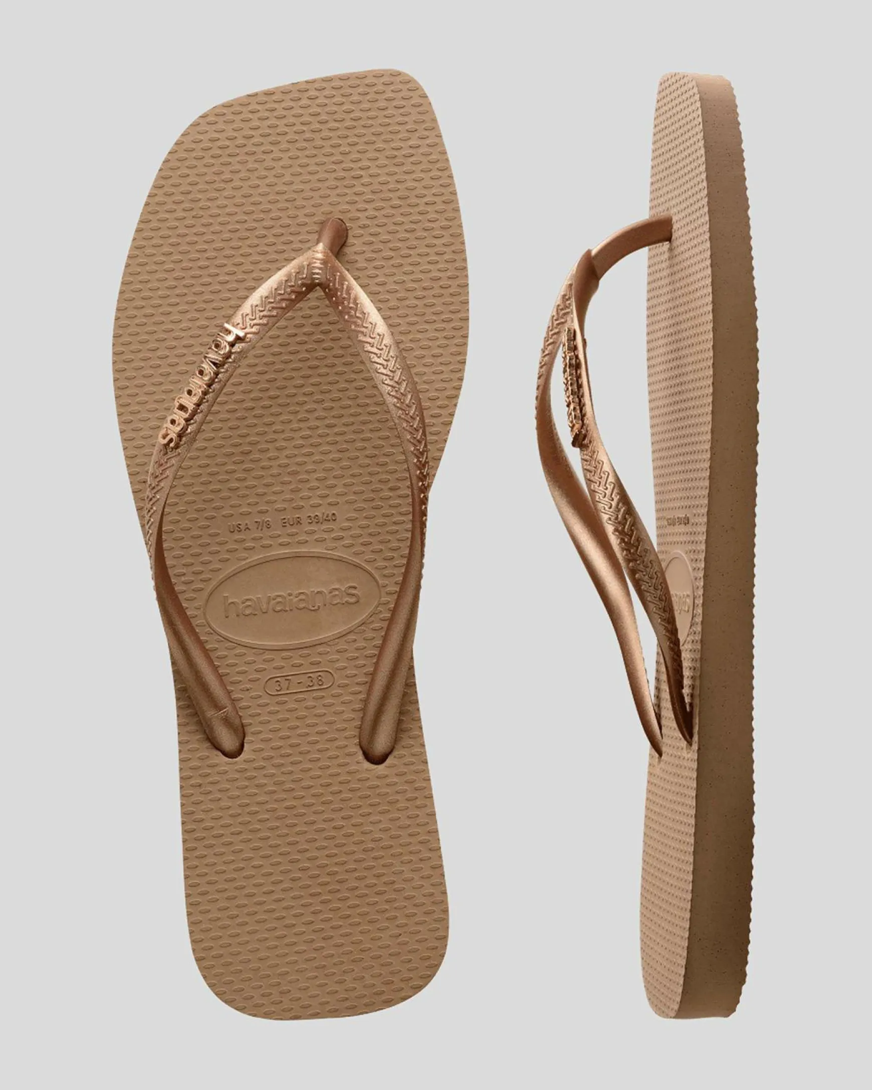 Slim Square Metal Logo Thongs