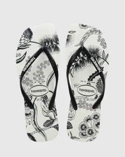 Slim Square Printed Flower Thongs