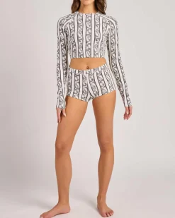 Wave Watcher Crop Long Sleeve Rash Vest