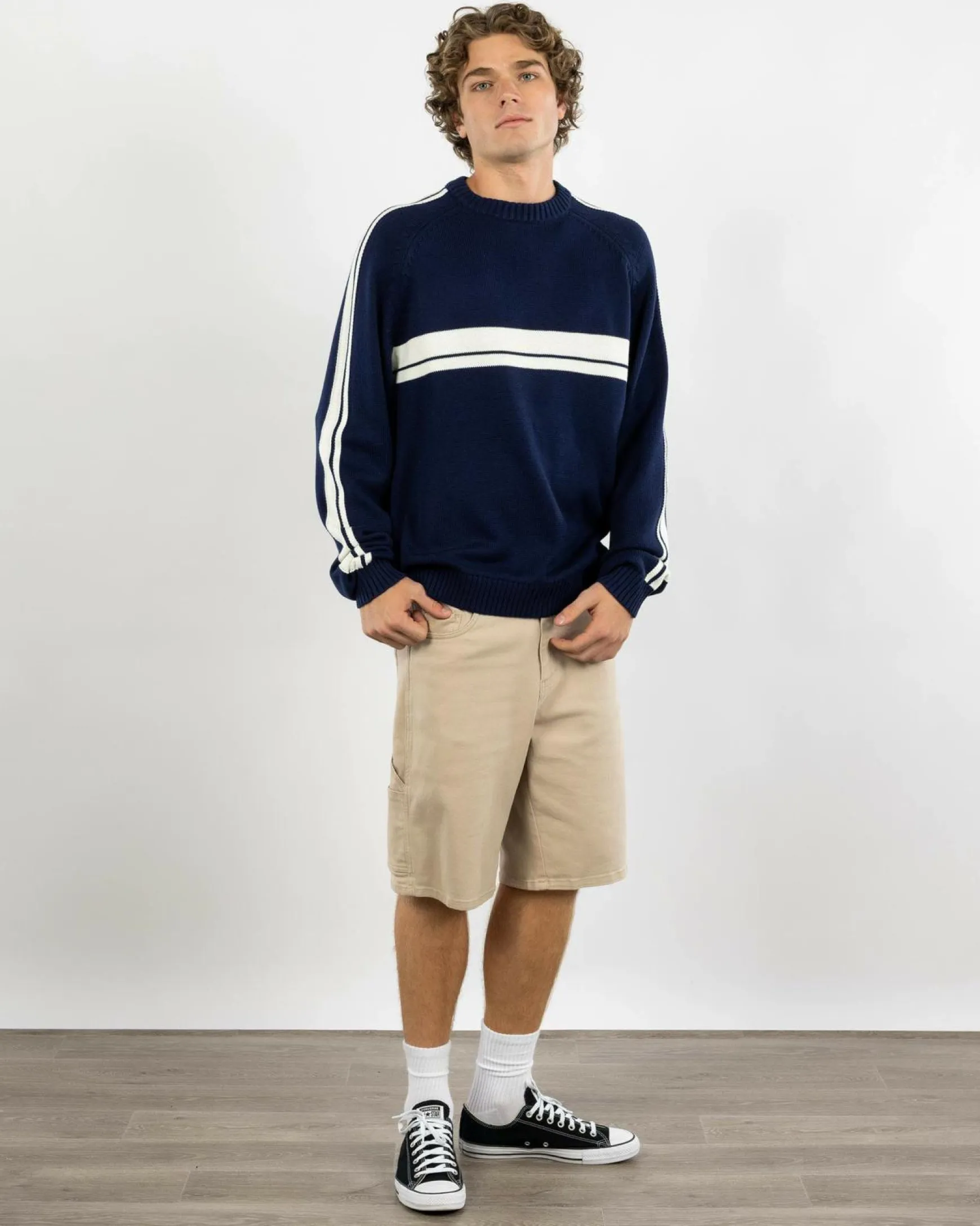 White Lines 2.0 Knitted Crew Jumper